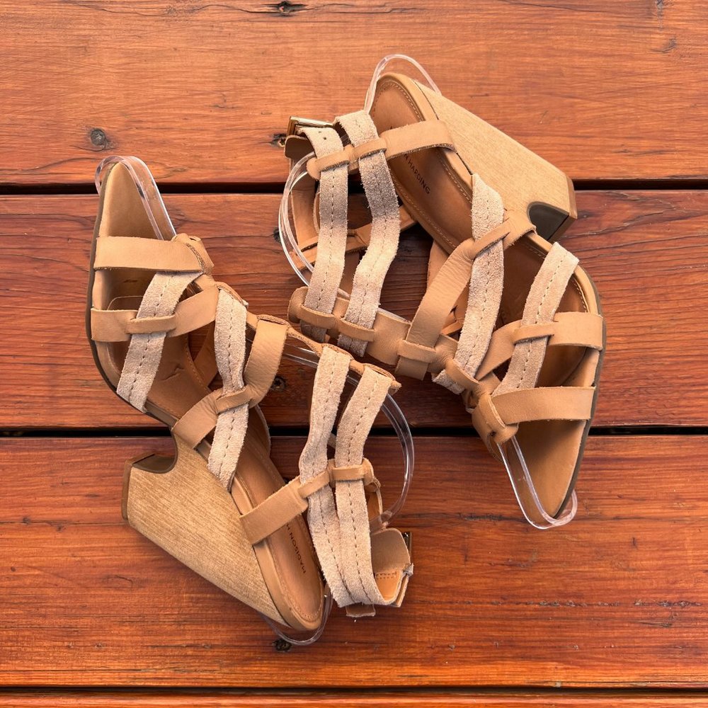Madison Harding Veronique Suede & Wood Wedge Sandals